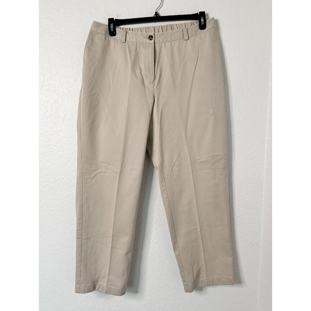 LL Bean Classic Fit Curve I Women's Straight‎ Leg Chino Khaki Pants Size 16 P
